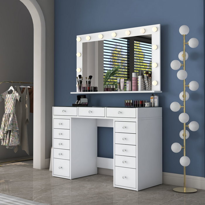 Hanah Home Mesa de Maquillaje BJ197 - 5175 con 13 Focos Hanah Home Mesa de Maquillaje BJ197 - 5175 con 13 Focos